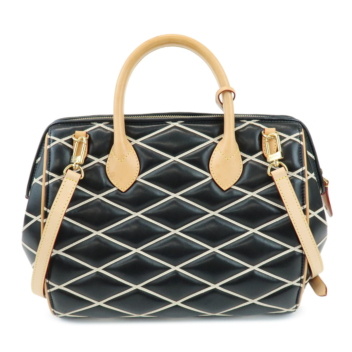 Louis Vuitton Malletage Doc PM Lamb Skin 2Way Bag Noir White M50002