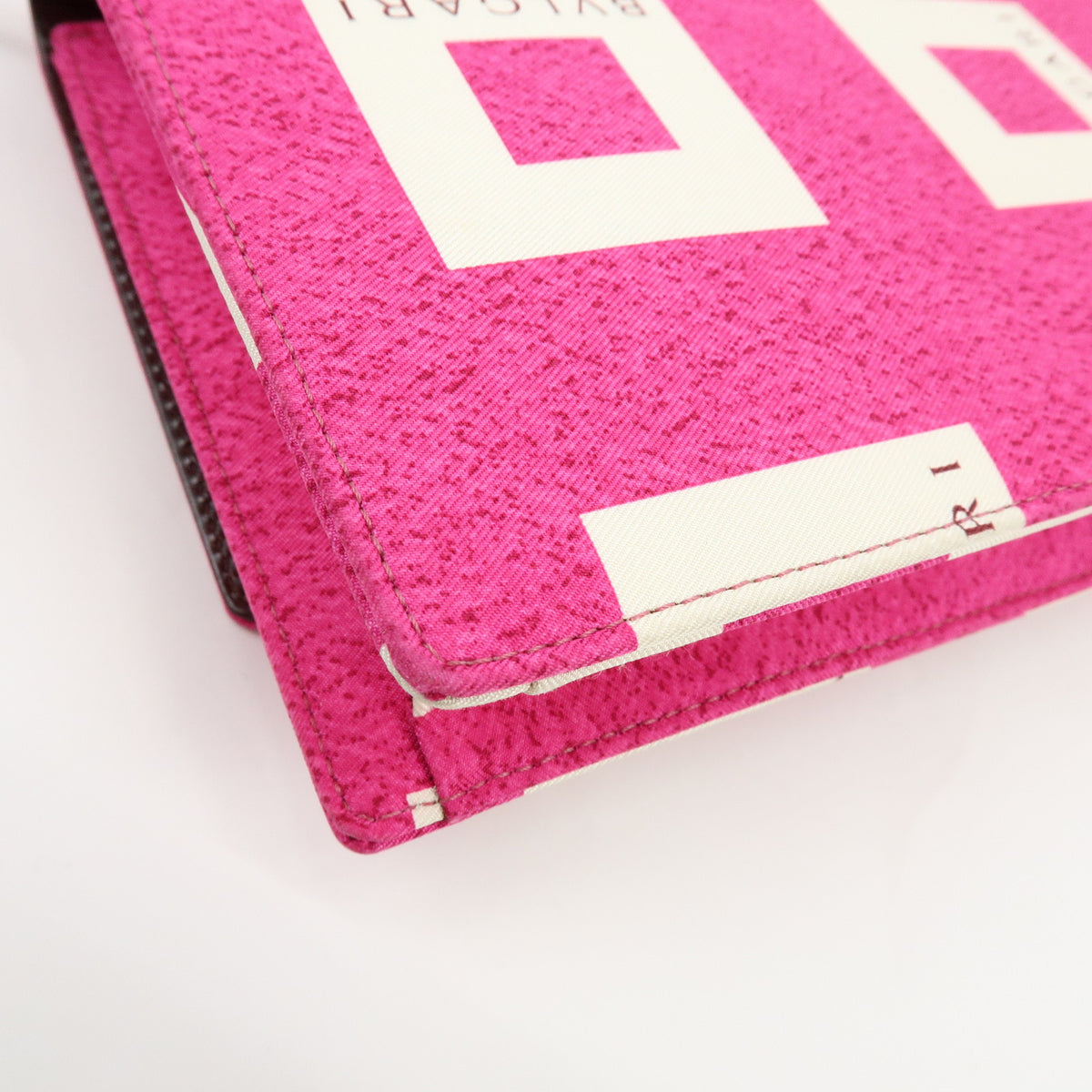 BVLGARI Square Logo Nylon Leather 3Way Clutch Bag Shoulder Bag Pink