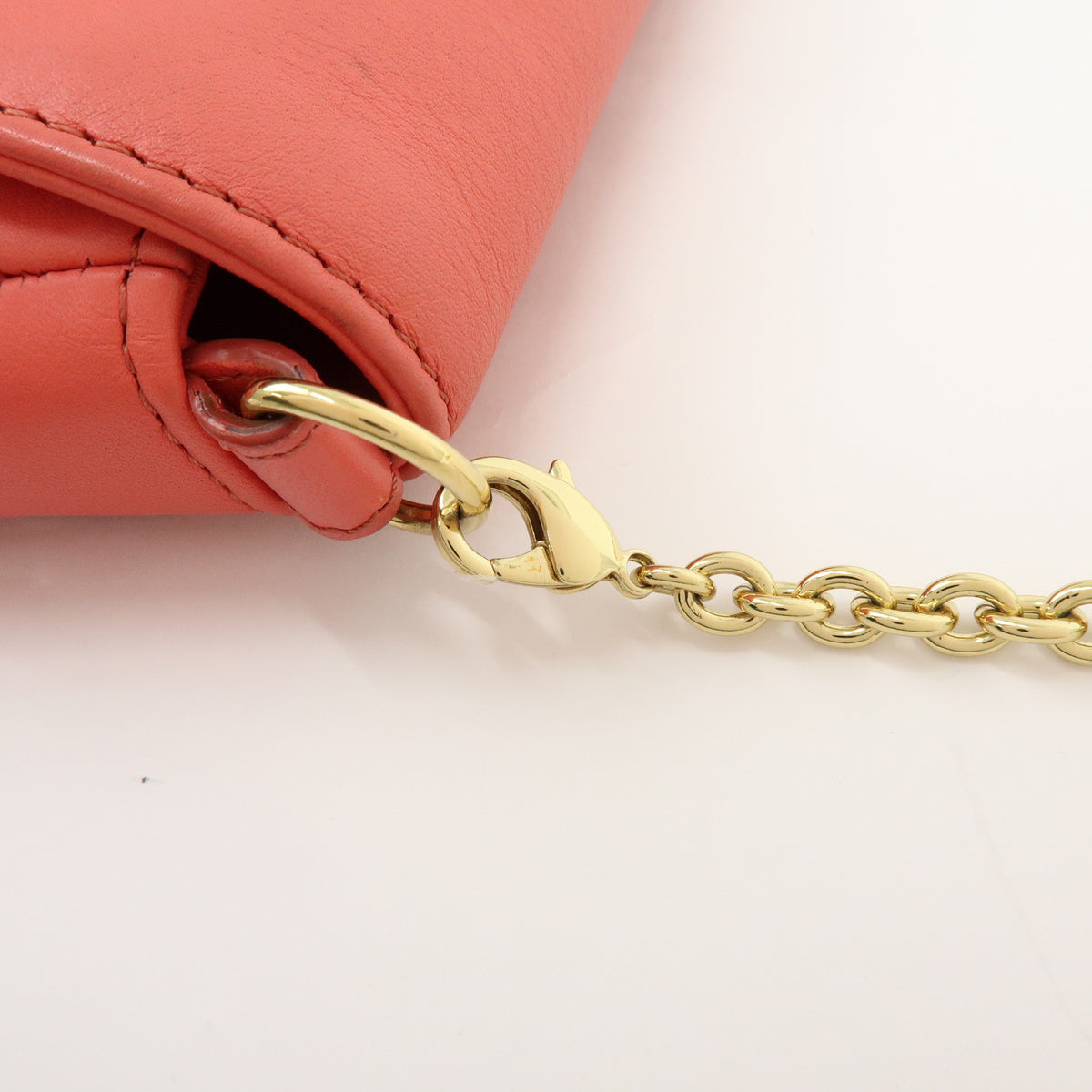 FENDI Leather Chain Shoulder Bag Purse Crossbody Bag Pink 8M0276