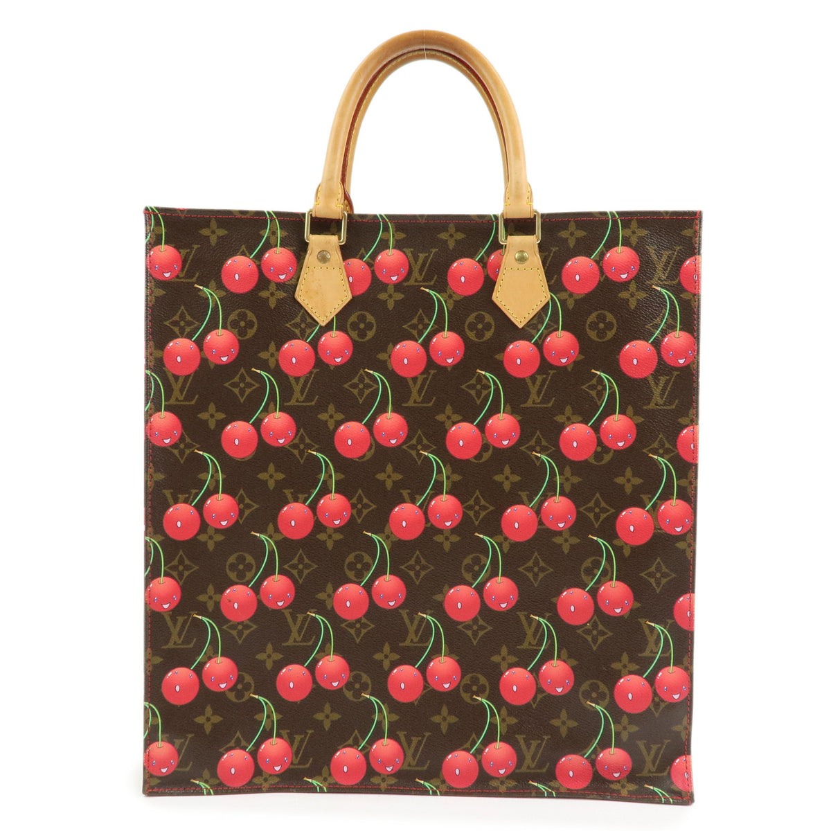 Louis Vuitton Monogram Cherry Sac Plat Tote Bag Brown Cherry M95010