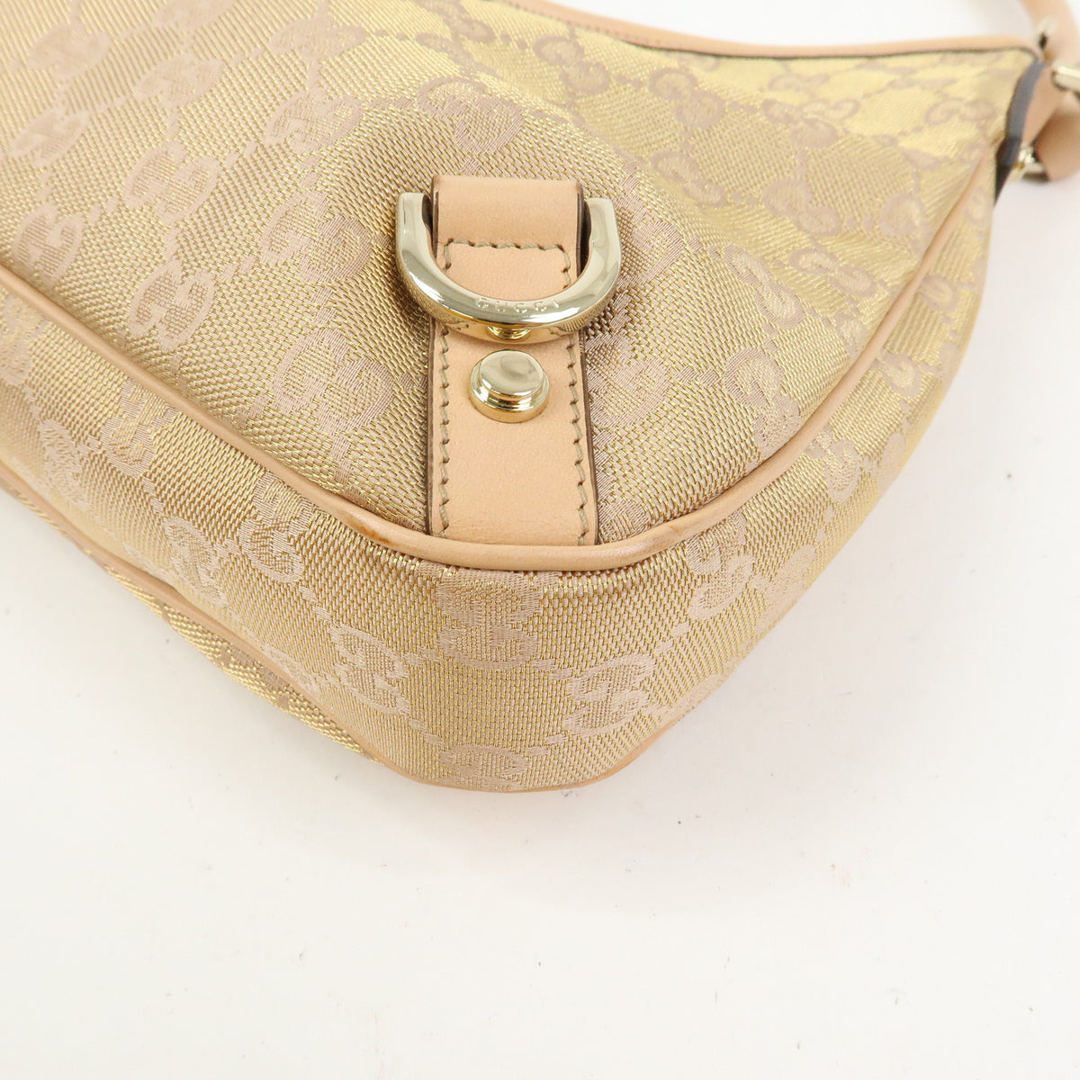 GUCCI Abbey Canvas Leather Shoulder Bag Hand Bag Pink Beige 130738