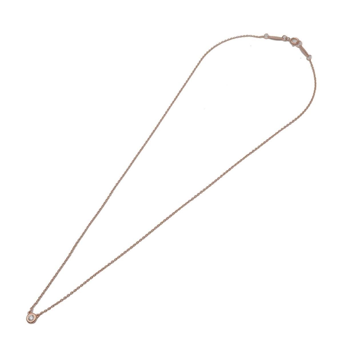 Tiffany & Co By The Yard 1P Diamond Necklace K18 750pg Rose Gold