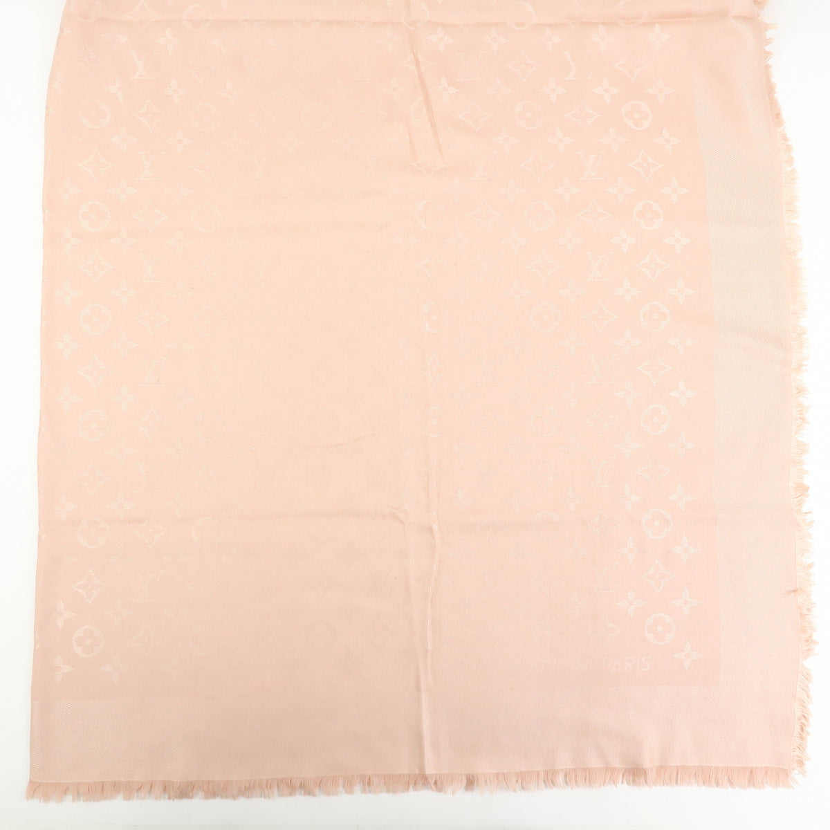 Louis Vuitton Monogram Silk Wool Shawl Scarf Rose Pink M72046