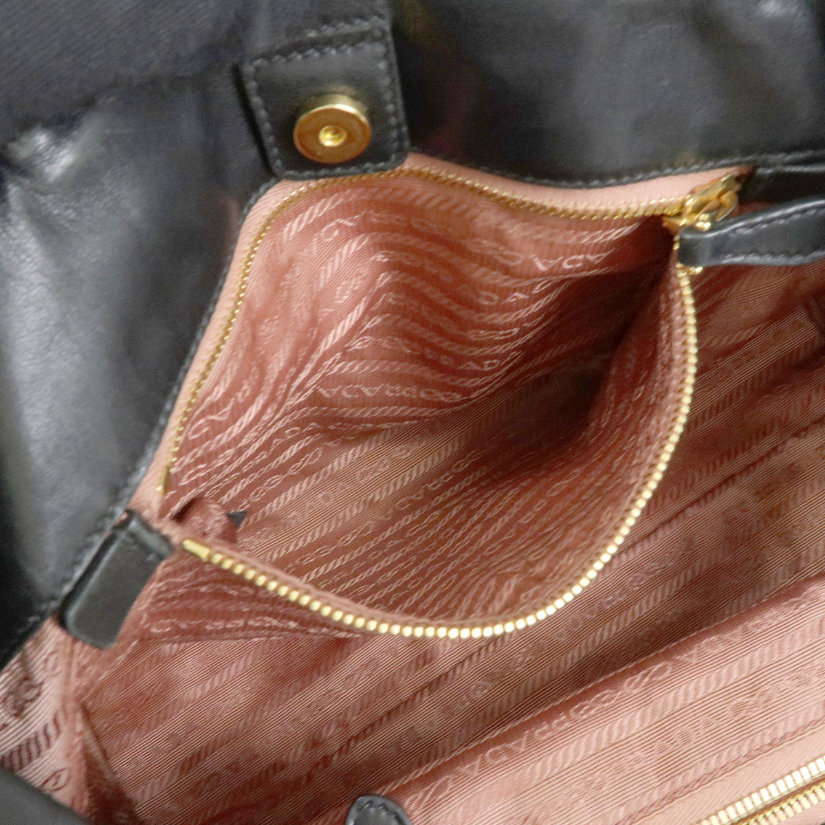 PRADA Nylon Leather Ribbon Hand Bag Tote Bag Black BN1601