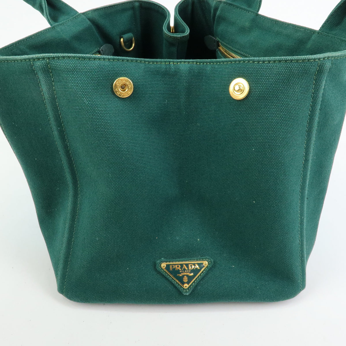 PRADA Logo Canapa Triangle Logo 2Way Tote Hand Bag  Green Blue BN2642