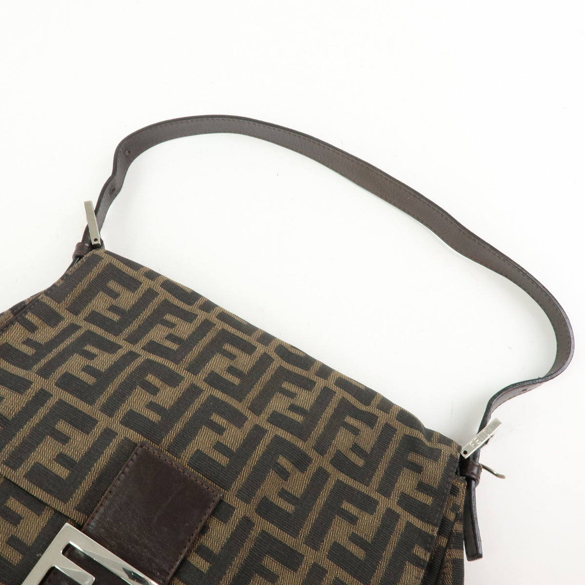 FENDI Zucca Mamma Baguette Canvas Leather Shoulder Bag Hand Bag 26325