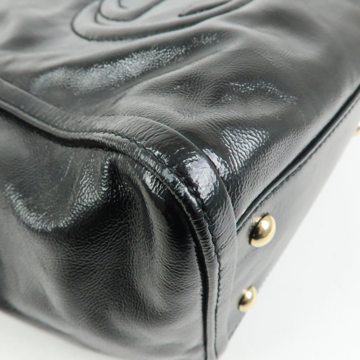 GUCCI SOHO Interlocking G Patent Leather 2Way Bag Hand Bag Black 336751