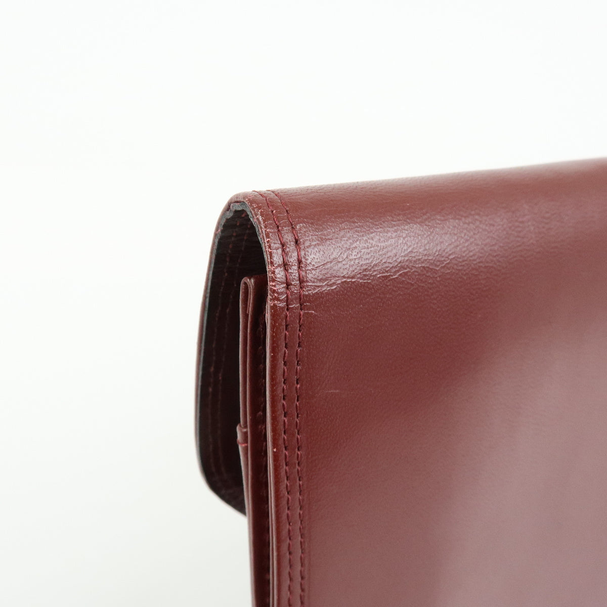 Cartier Must de Cartier Leather Clutch Bag Flat Pouch Bordeaux Wine Red