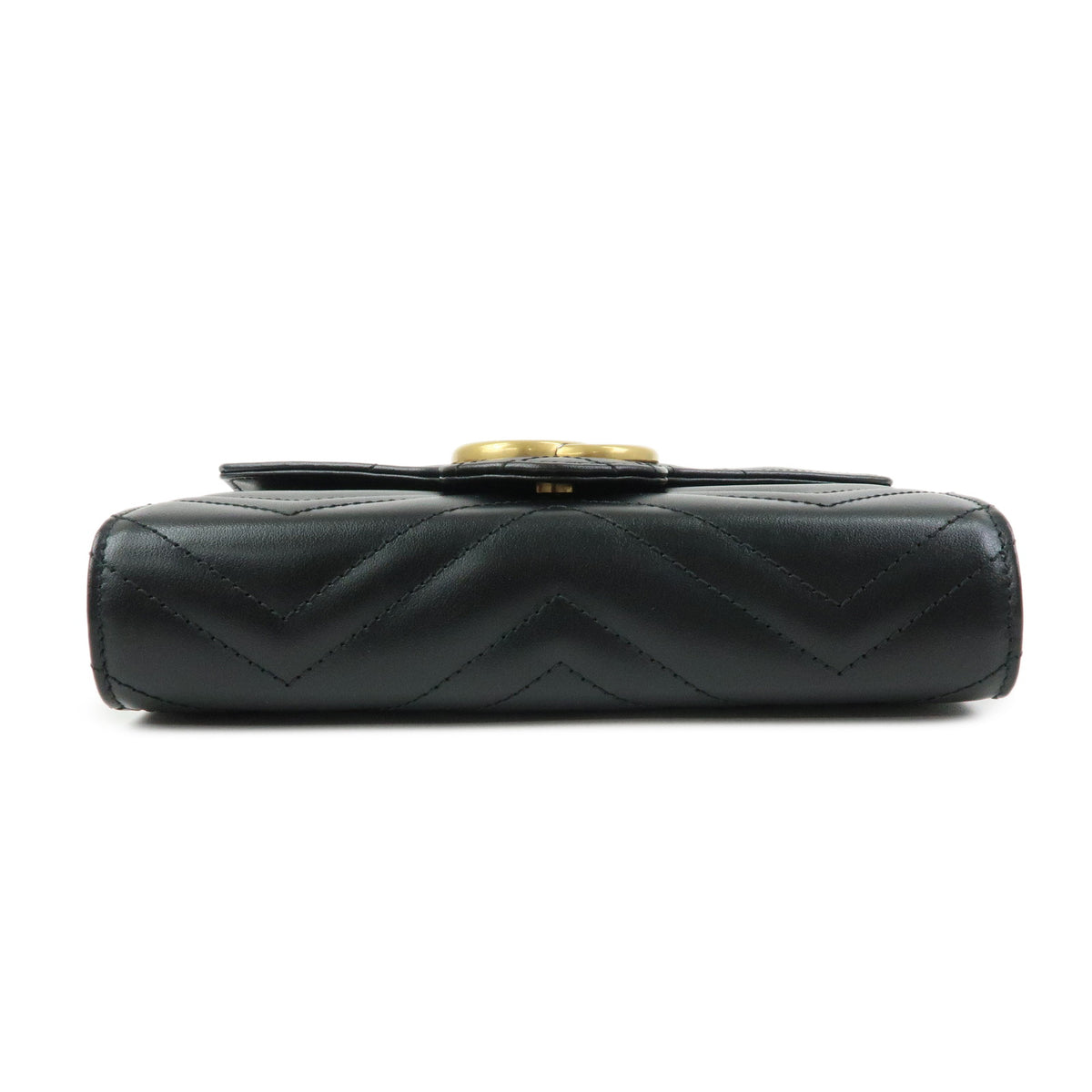 GUCCI GG Marmont Double G Leather Chain Shoulder Bag Black 474575