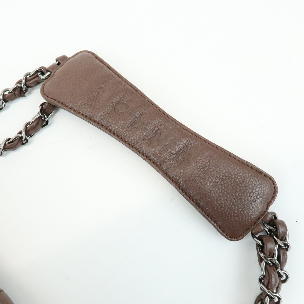 CHANEL 2.55 Mademoiselle Lock Lamb Skin Chain Shoulder Bag Brown