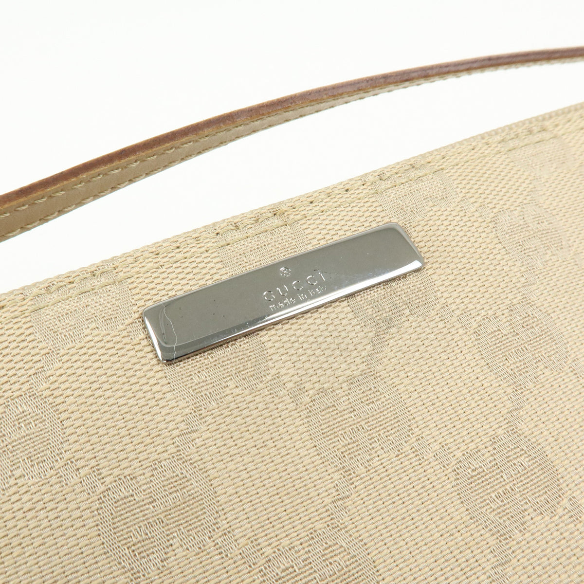 GUCCI Boat Bag GG Canvas Hand Bag Accessory Pouch Beige 07198