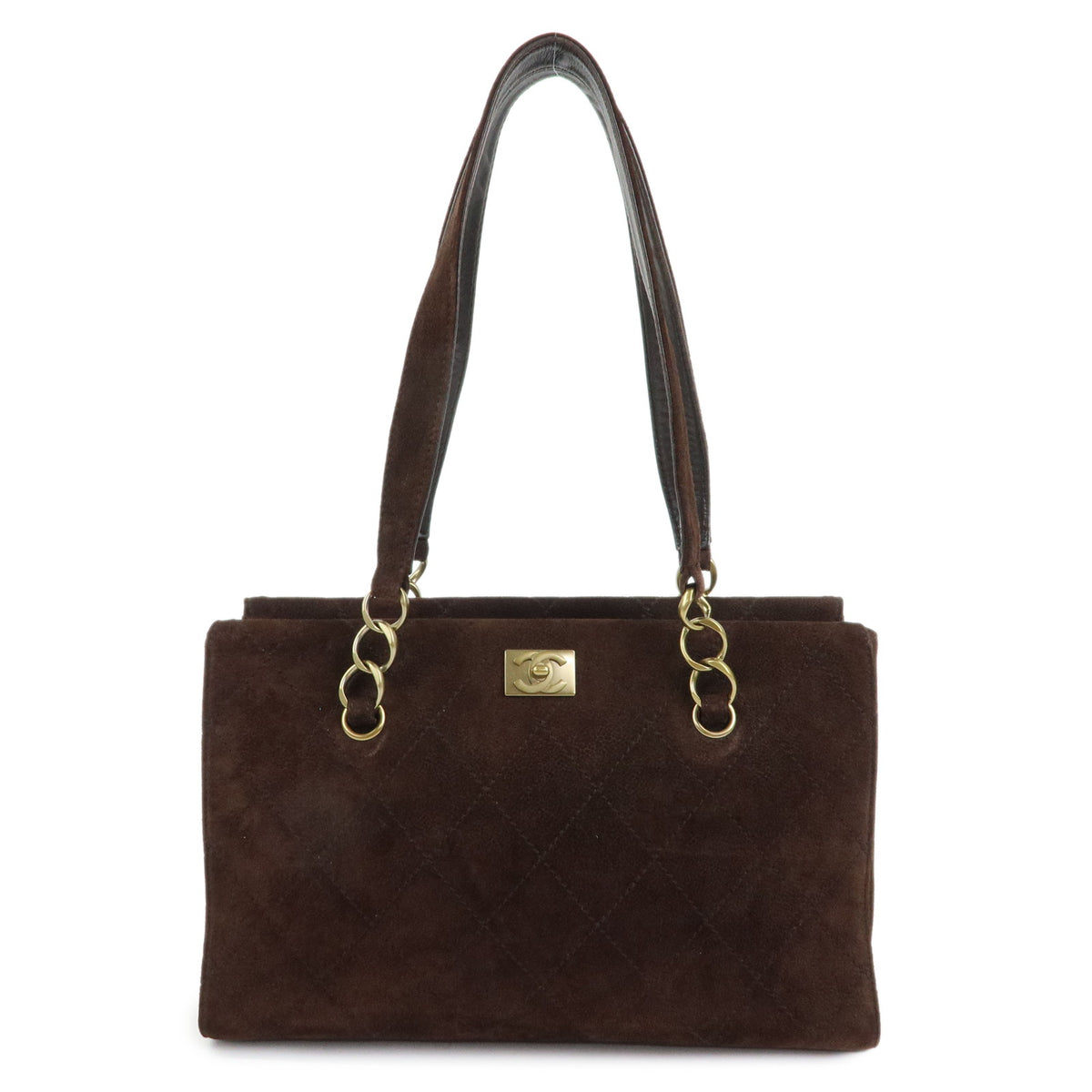 CHANEL COCO Mark Suede Tote Bag Shoulder Bag Brown
