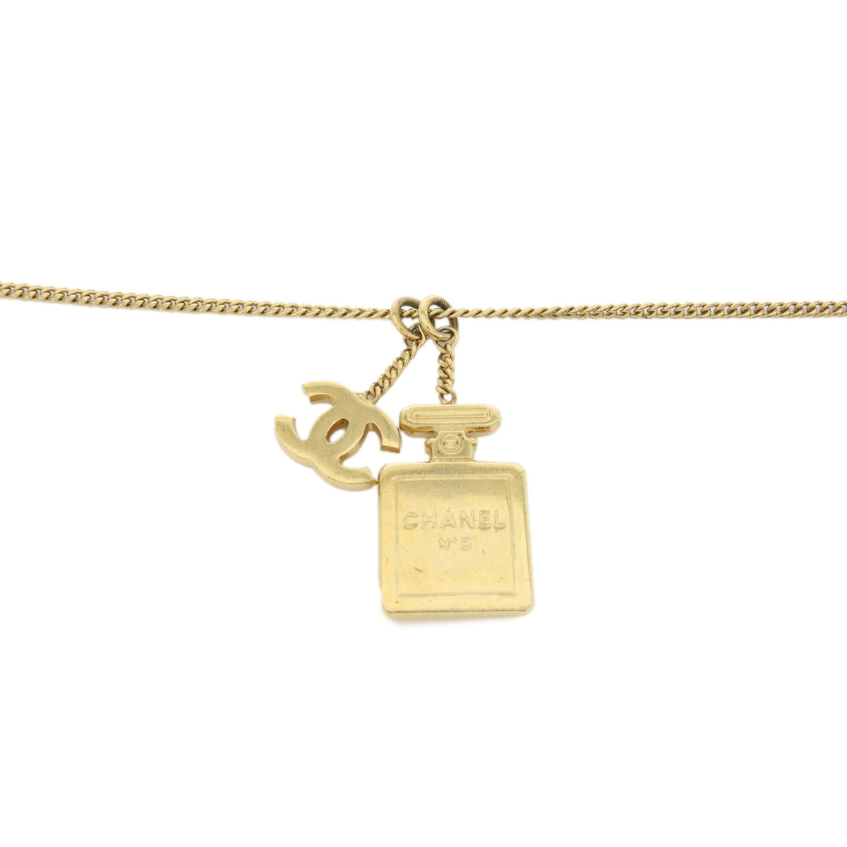 CHANEL COCO Mark 02A NO.5 Metal Necklace Gold