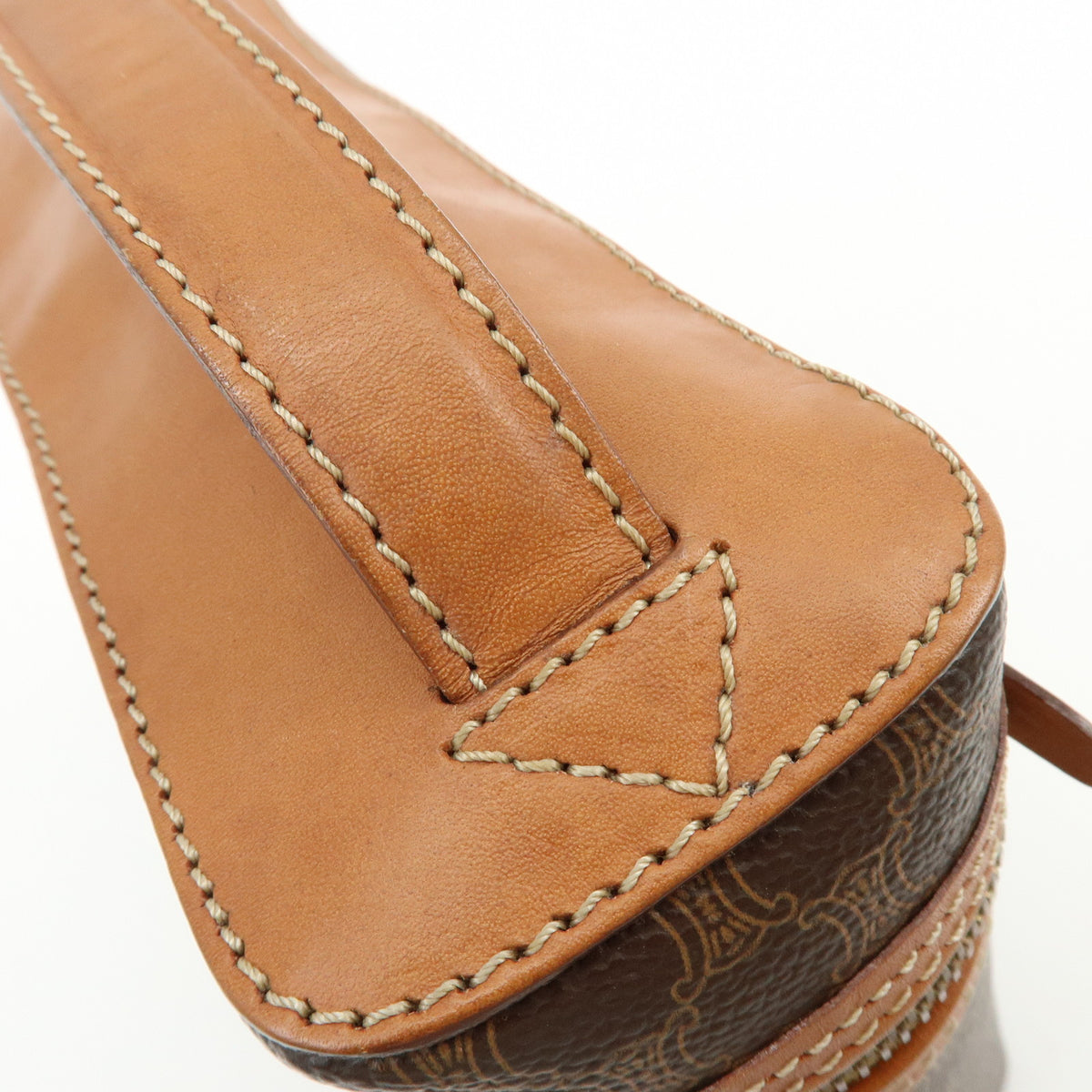 CELINE Macadam PVC Leather Hand Bag Vanity Bag Brown