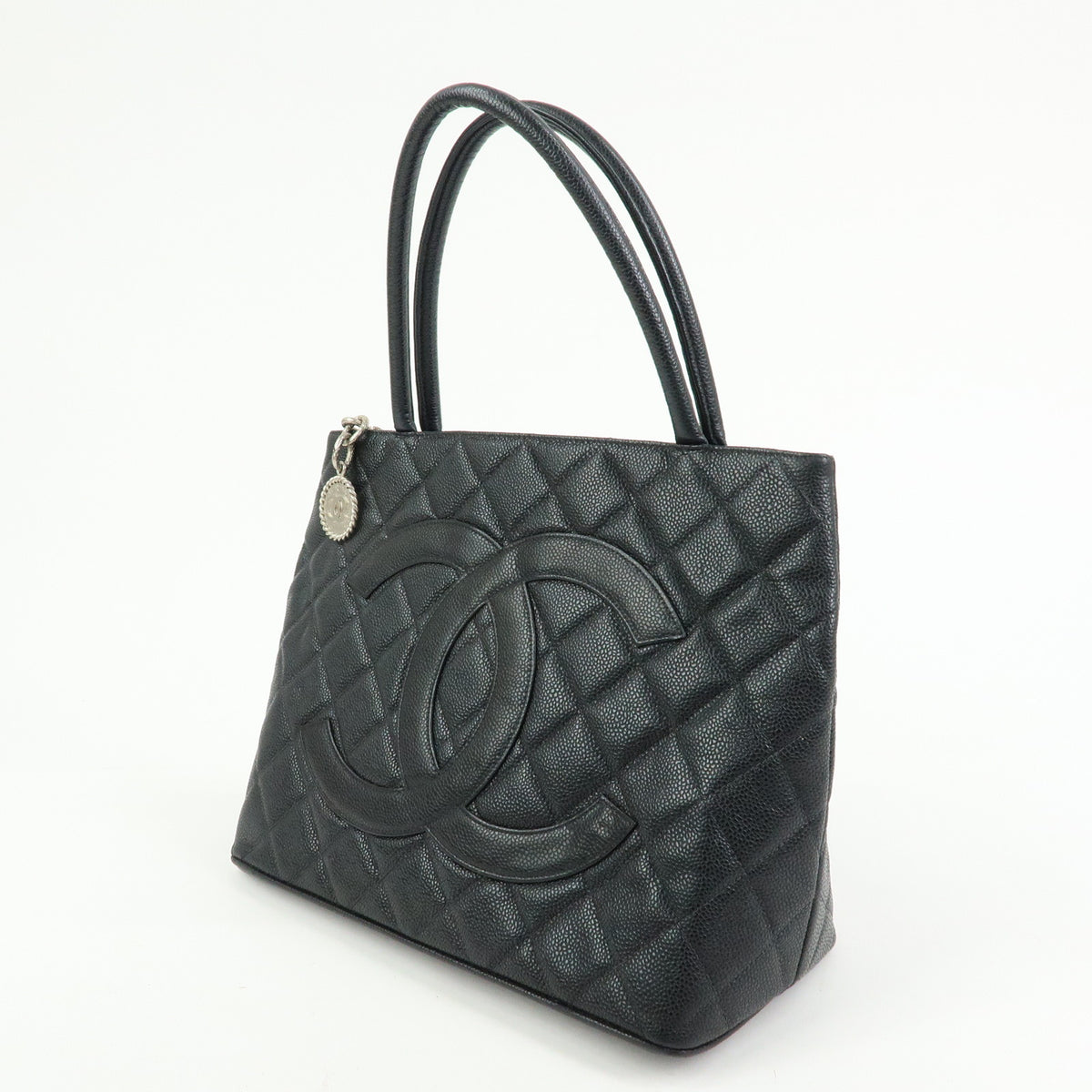 CHANEL Matelasse COCO Mark Medallion Tote Bag Hand Bag Black A01804