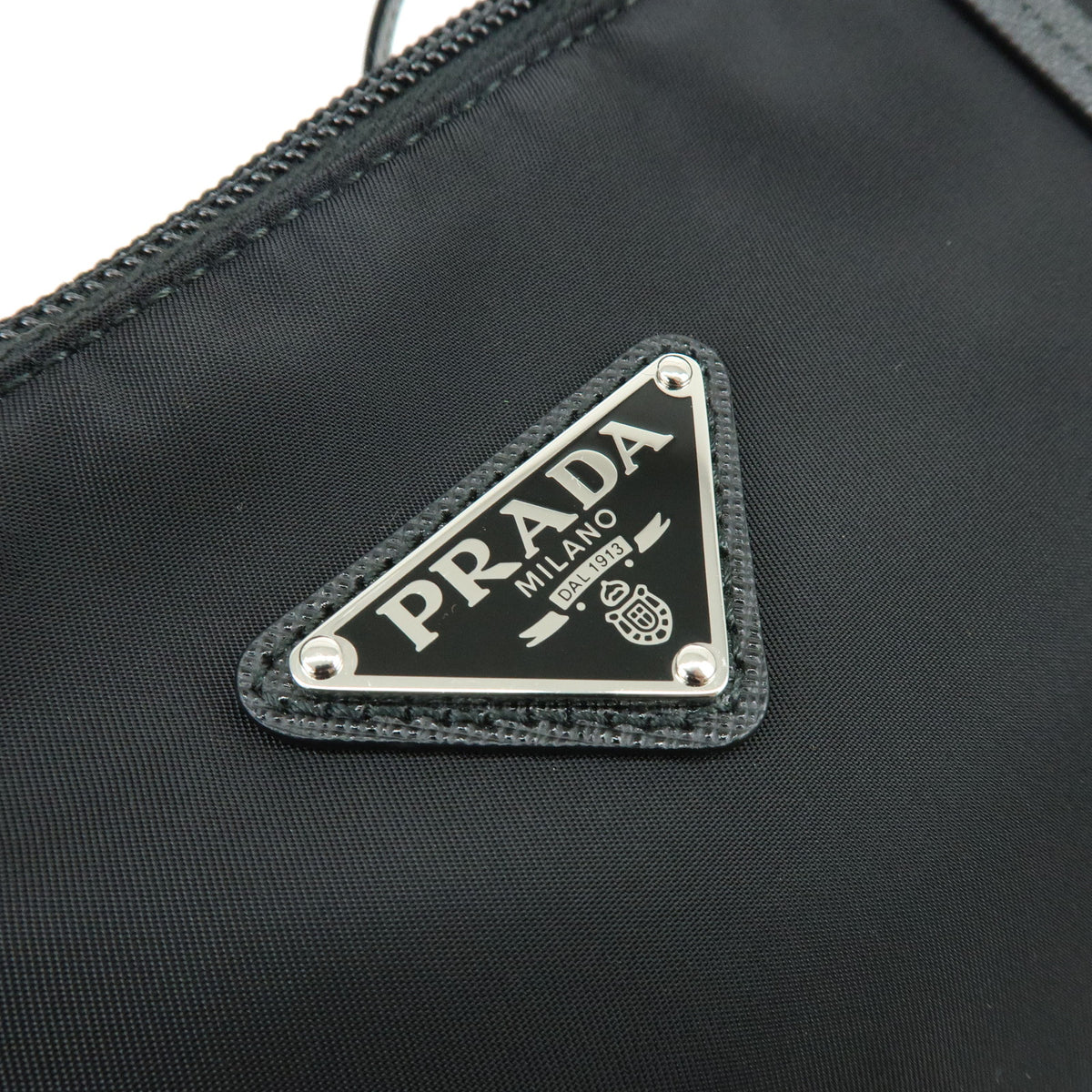 PRADA Triangle Logo Nylon Saffiano Leather 2Way Hand Bag Black 1BG189