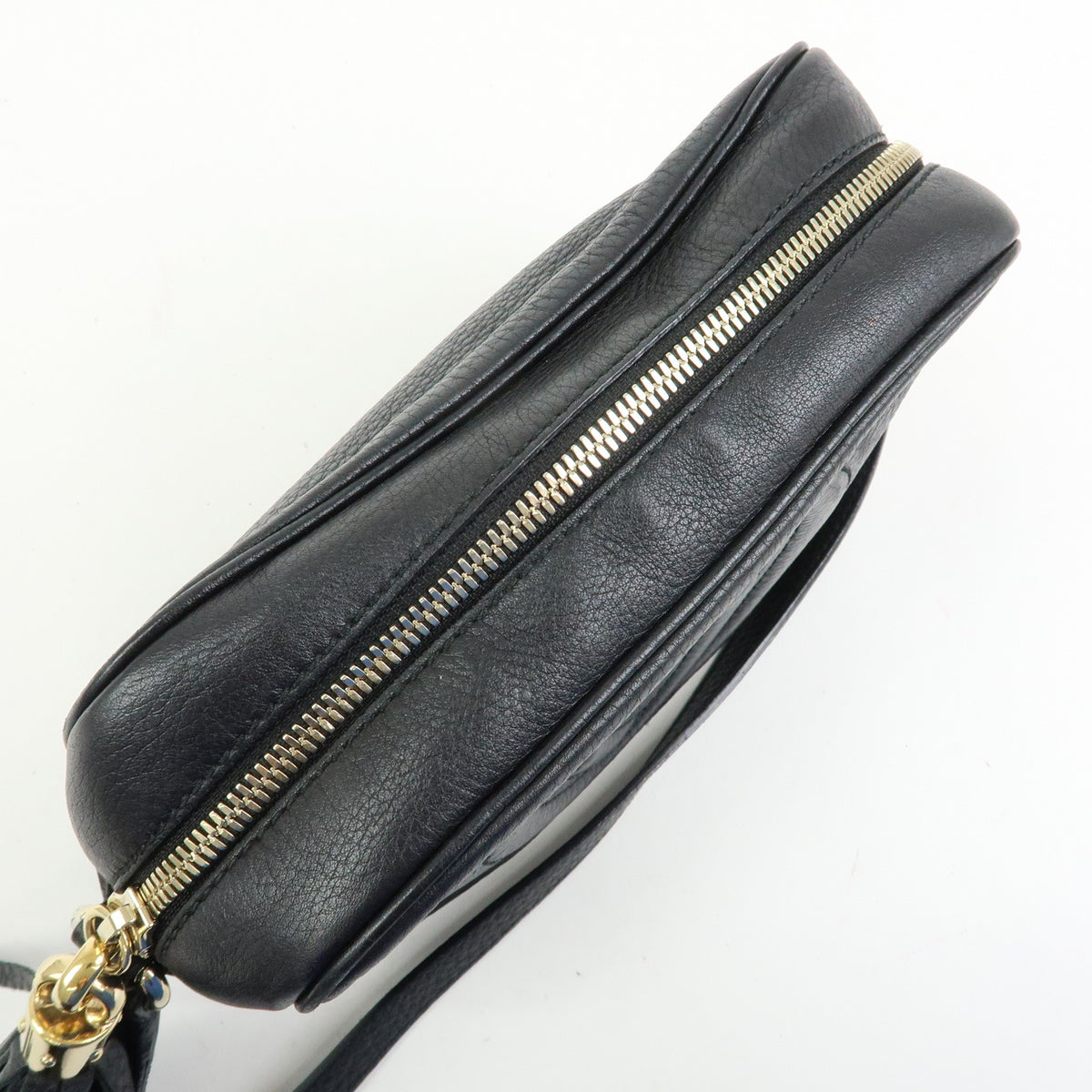GUCCI Interlocking G SOHO Leather Shoulder Bag Fringe Black 308364