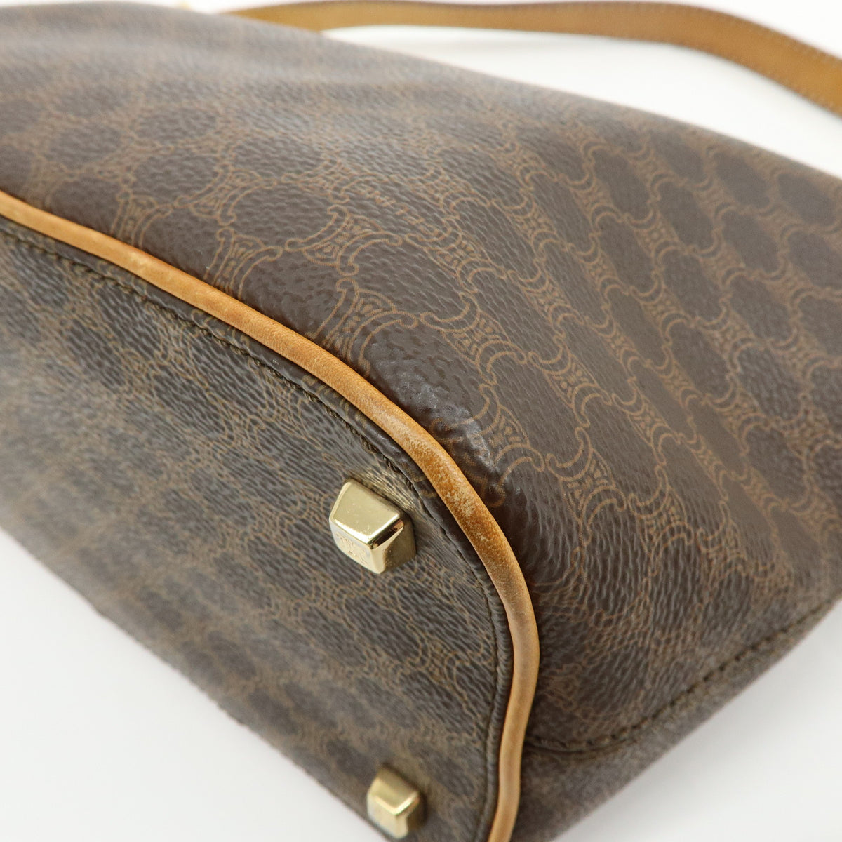 CELINE Macadam PVC Leather Hand Bag Shoulder Bag Brown