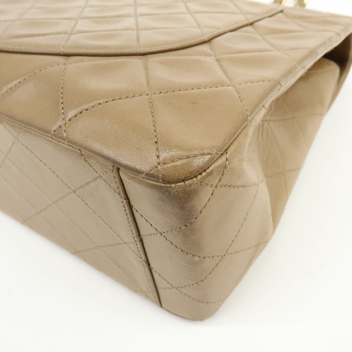 CHANEL Jumbo Matelasse 34 Lamb Skin Shoulder Bag Hand Bag Brown A01094