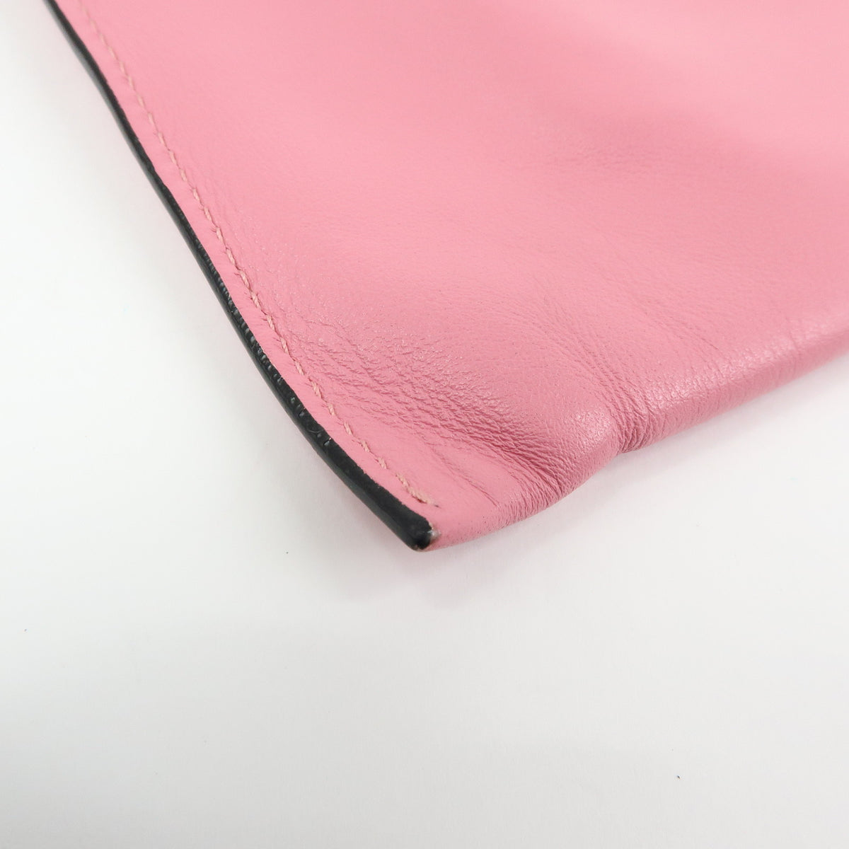 MIU MIU Logo Soft Calf Leather Clutch Bag Flat Pouch Pink 5N1890