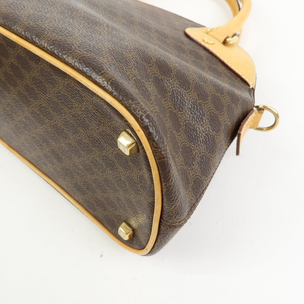CELINE Macadam PVC Leather 2Way Bag Hand Bag Shoulder Bag Brown Beige