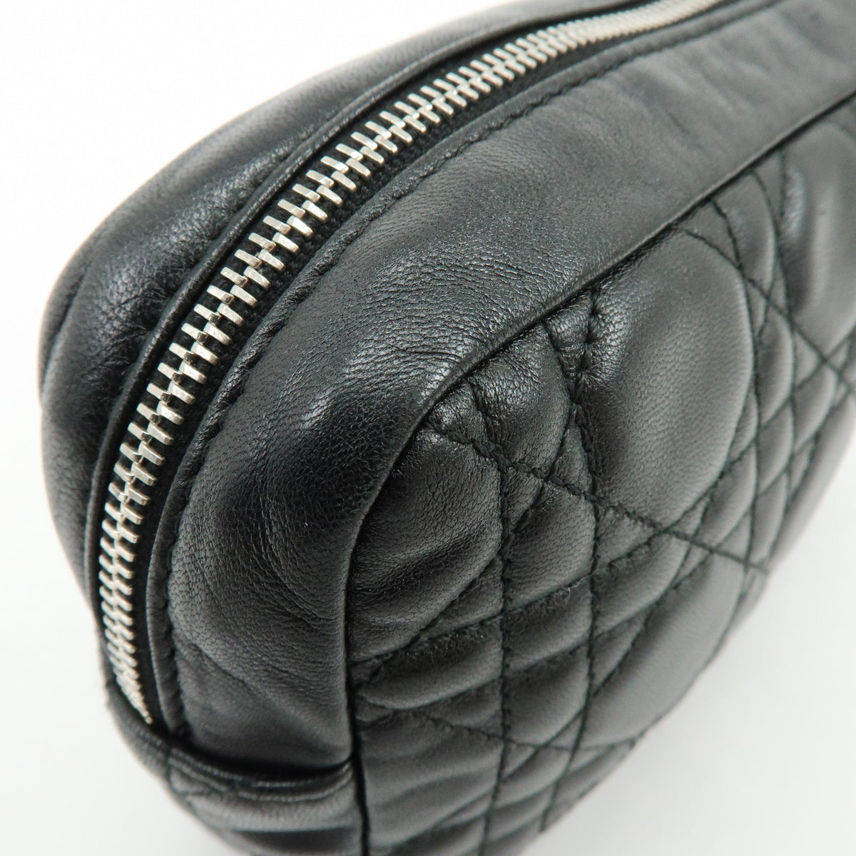 Christian Dior Lady Dior Cannage Accessory Pouch Makeup Bag Black