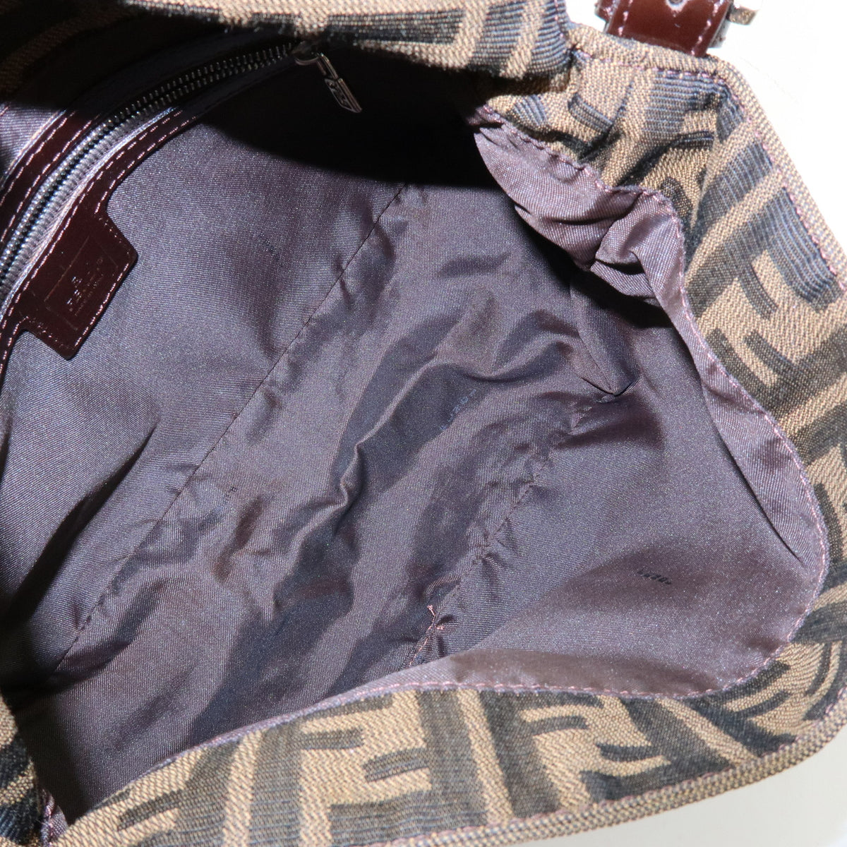 FENDI Zucca Mamma Baguette Jacquard Canvas Leather Shoulder Bag 26325