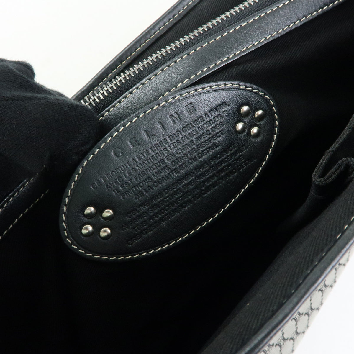 CELINE Macadam Boogie Bag Canvas Leather Hand Bag Black