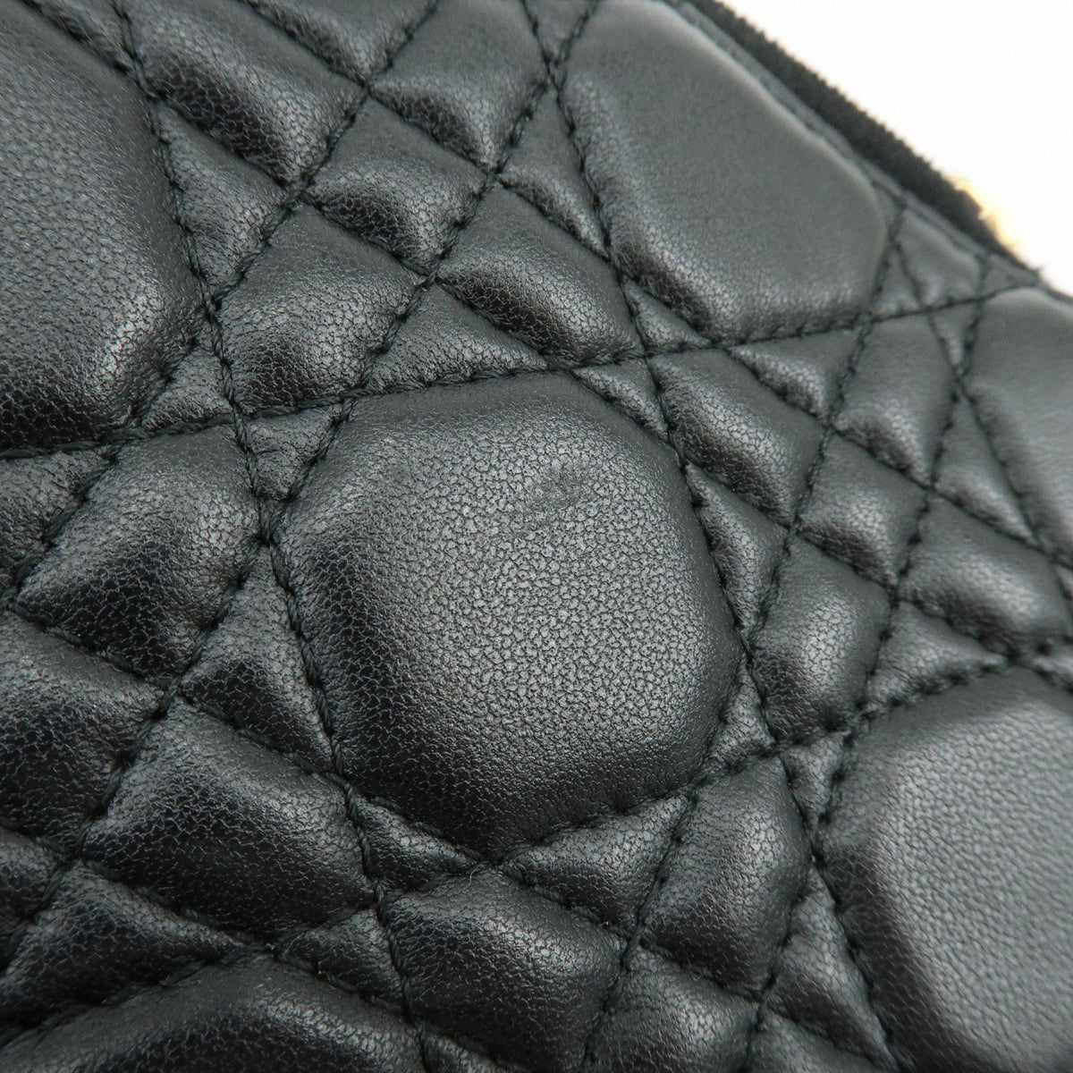 Christian Dior Cannage Lamb Skin Phone Holder Phone Case Black