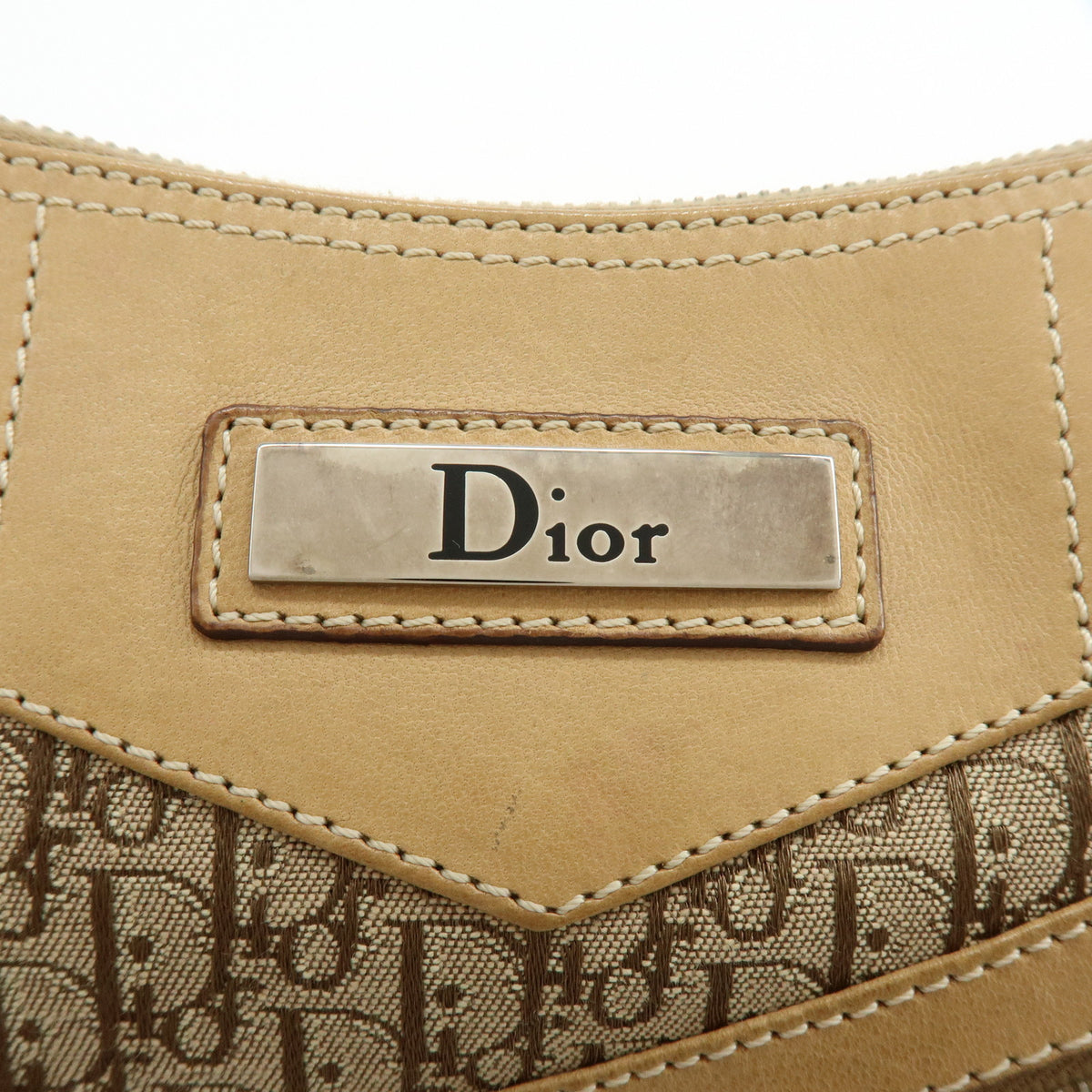 Christian Dior Street Chic Trotter Jaquard Canvas Leather Shoulder Bag