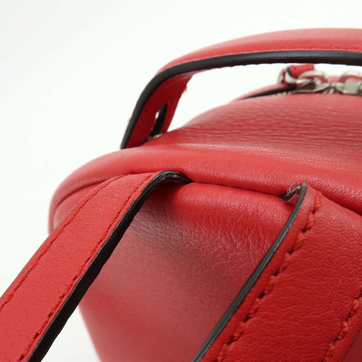 FENDI By the way Leather Mini Backpack Rucksack Studs Red 8BZ038
