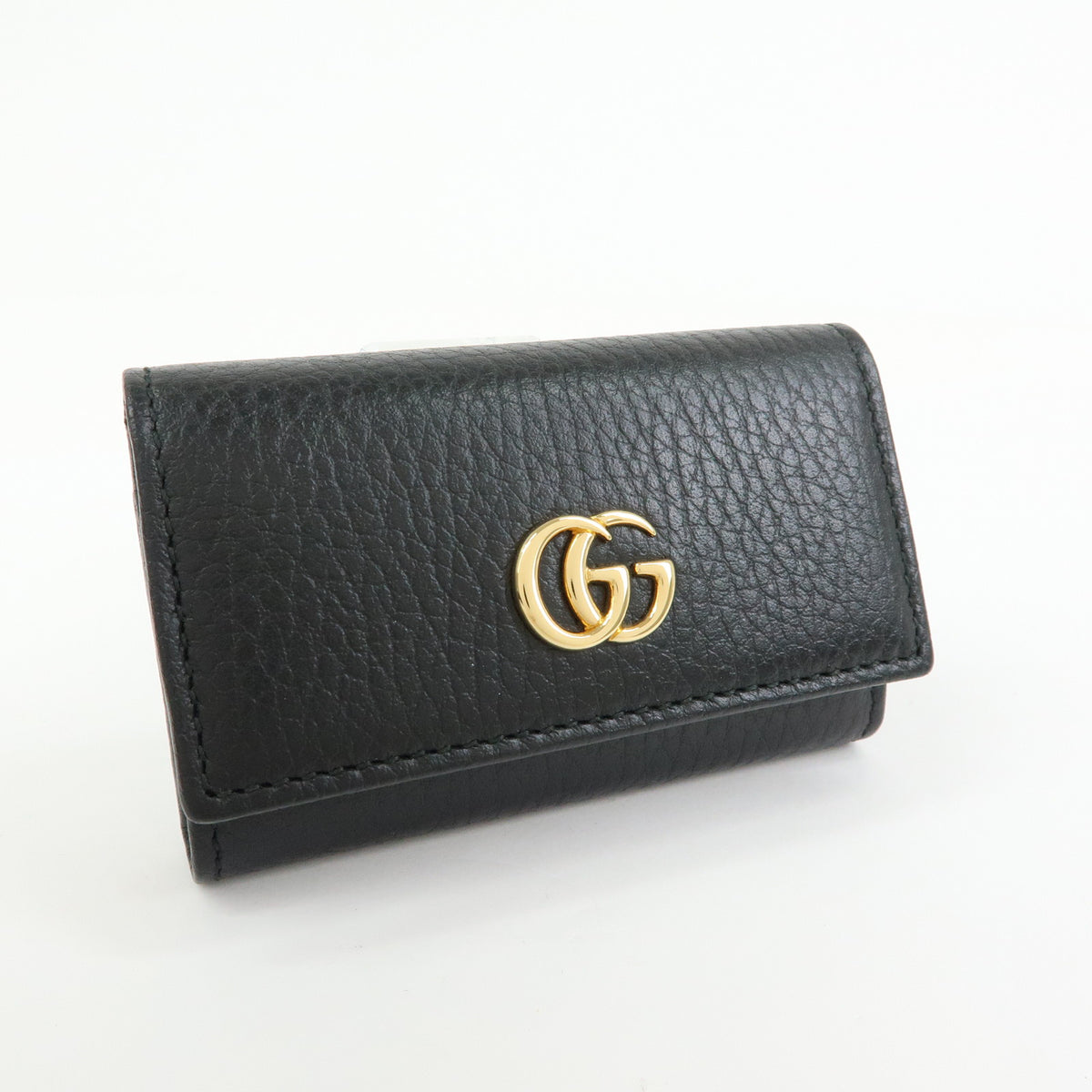 GUCCI Double G Leather 6 Ring Key Case Key Holder Black 456118