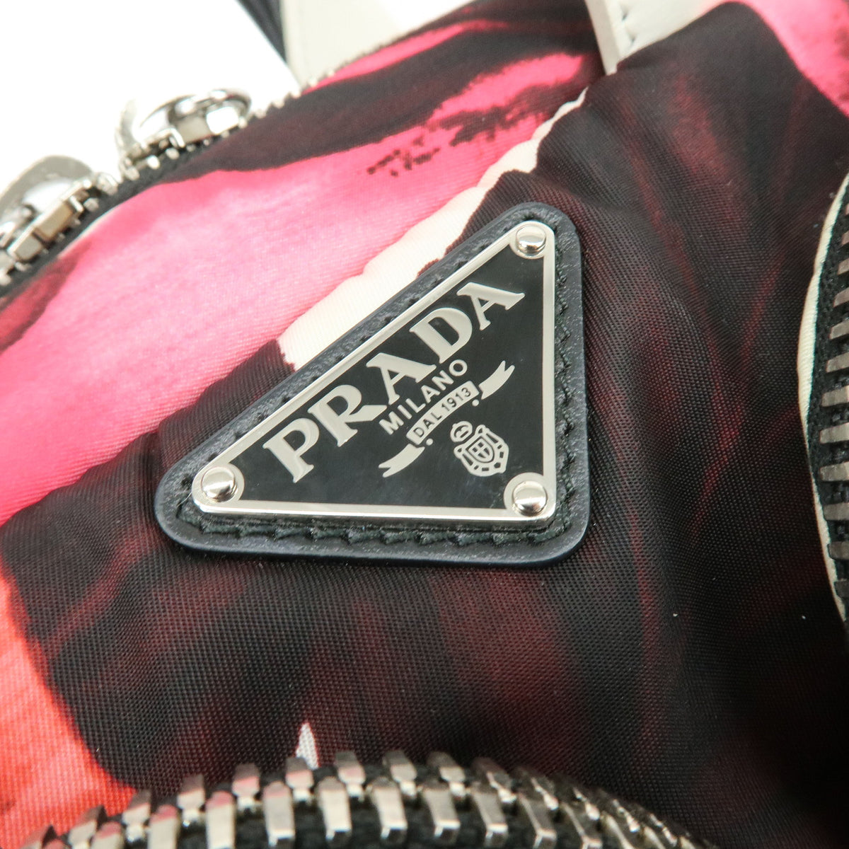 PRADA Triangle Logo Nylon Leather 2Way Bag Hand Bag White Pink 1BB062