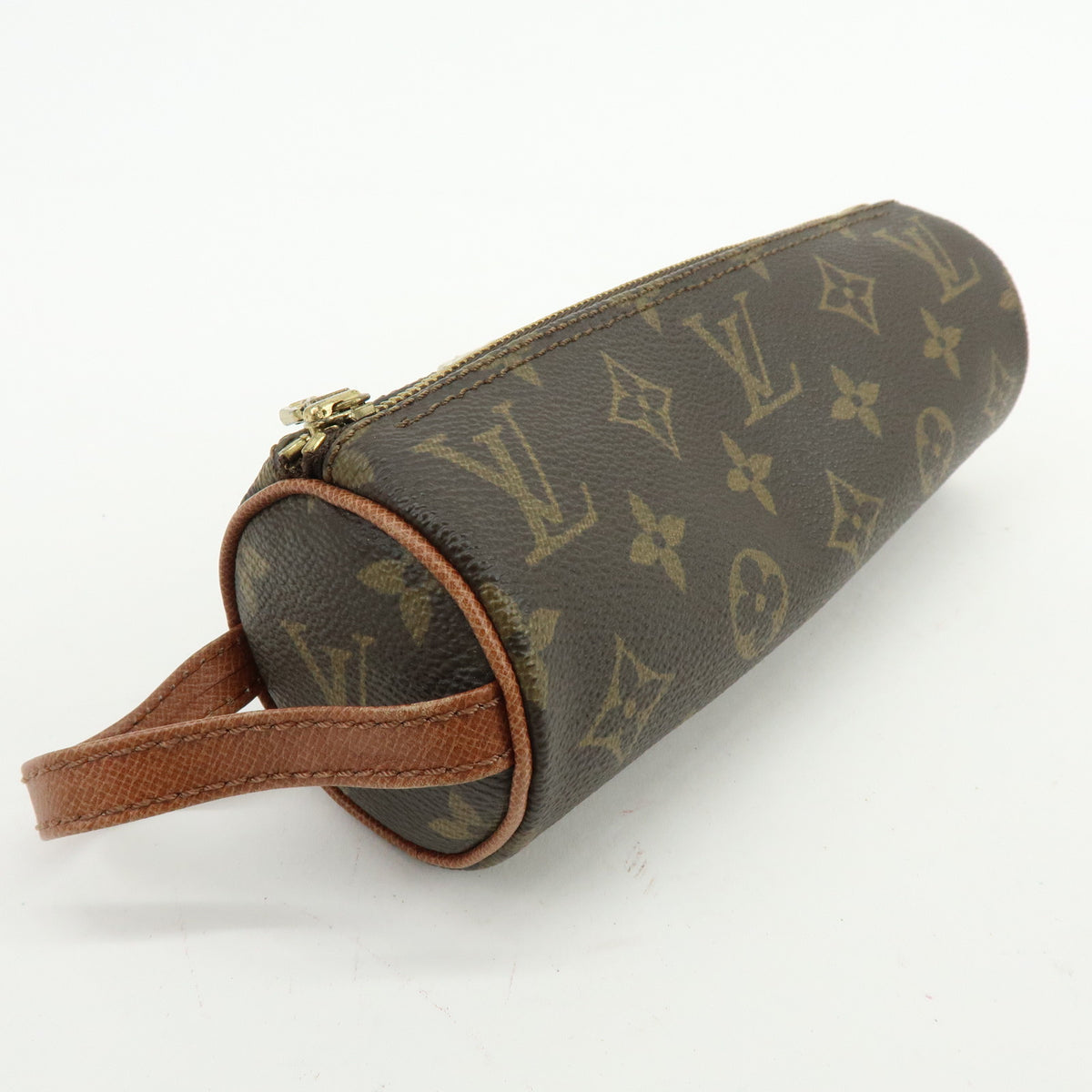 Louis Vuitton Monogram Trousse Ronde Pen Case Pouch Brown M47630