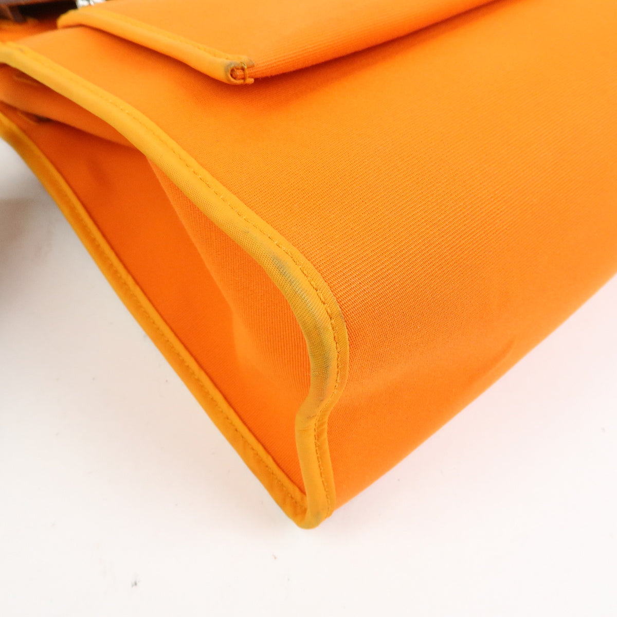 HERMES Herline Toile Officier Leather 2Way Hand Shoulder Bag □T Stamped