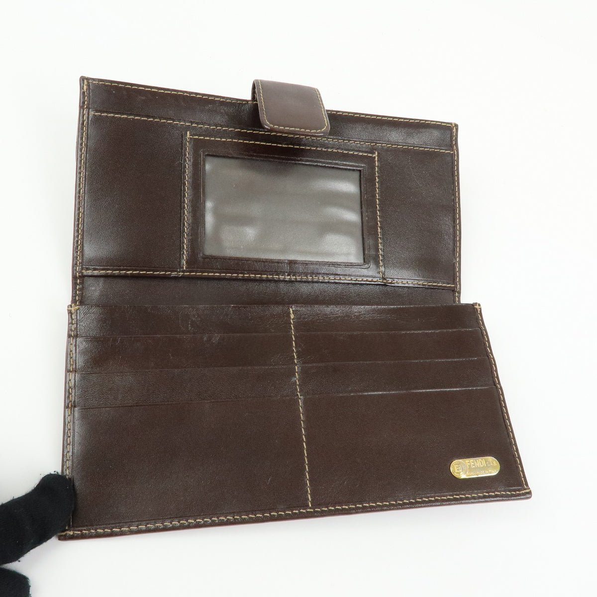 FENDI Zucca Canvas Leather Long Wallet Brown 2804 30806