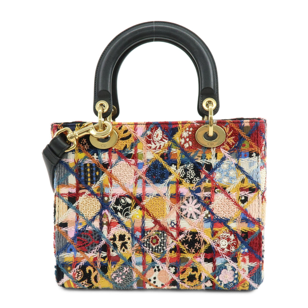 Christian Dior Lady Dior Cannage Beaded Embroidery 2Way Bag Multicolor