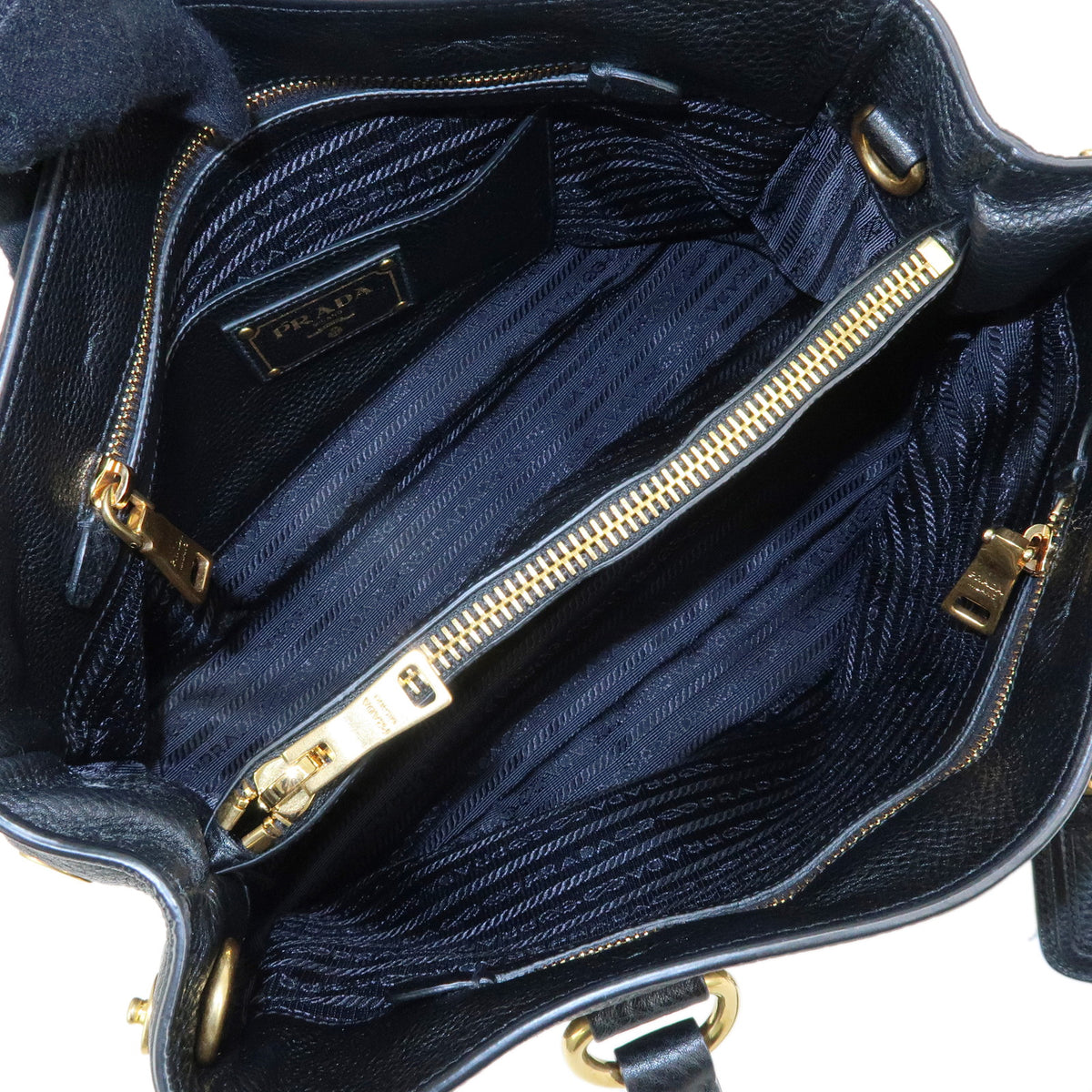 PRADA Logo Leather 2Way Bag Hand Bag Black
