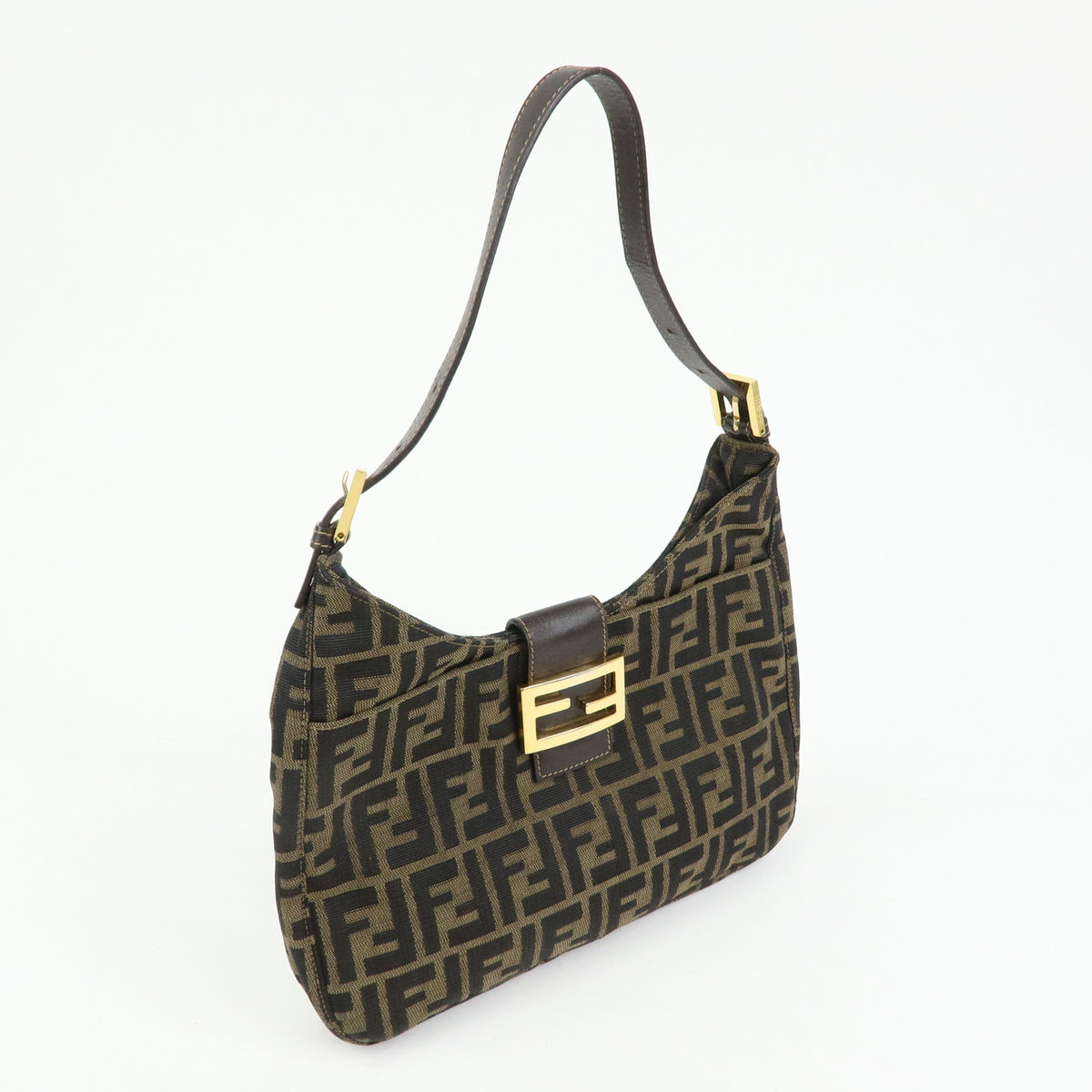 FENDI Zucca Canvas Leather Shoulder Bag Hand Bag Brown 26569