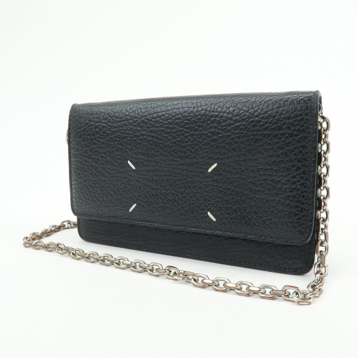 Maison Margiela Four-Stitch Leather Chain Wallet Shoulder Bag Black
