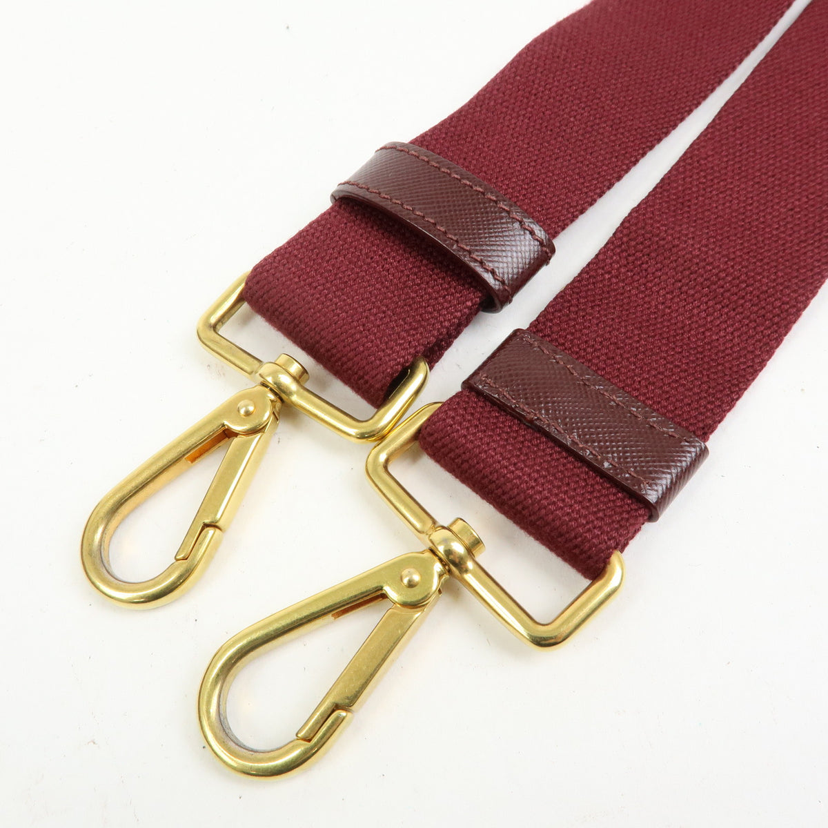 PRADA Triangle Logo Canapa Mini 2Way Tote Shoulder Bag Bordeaux B2439O