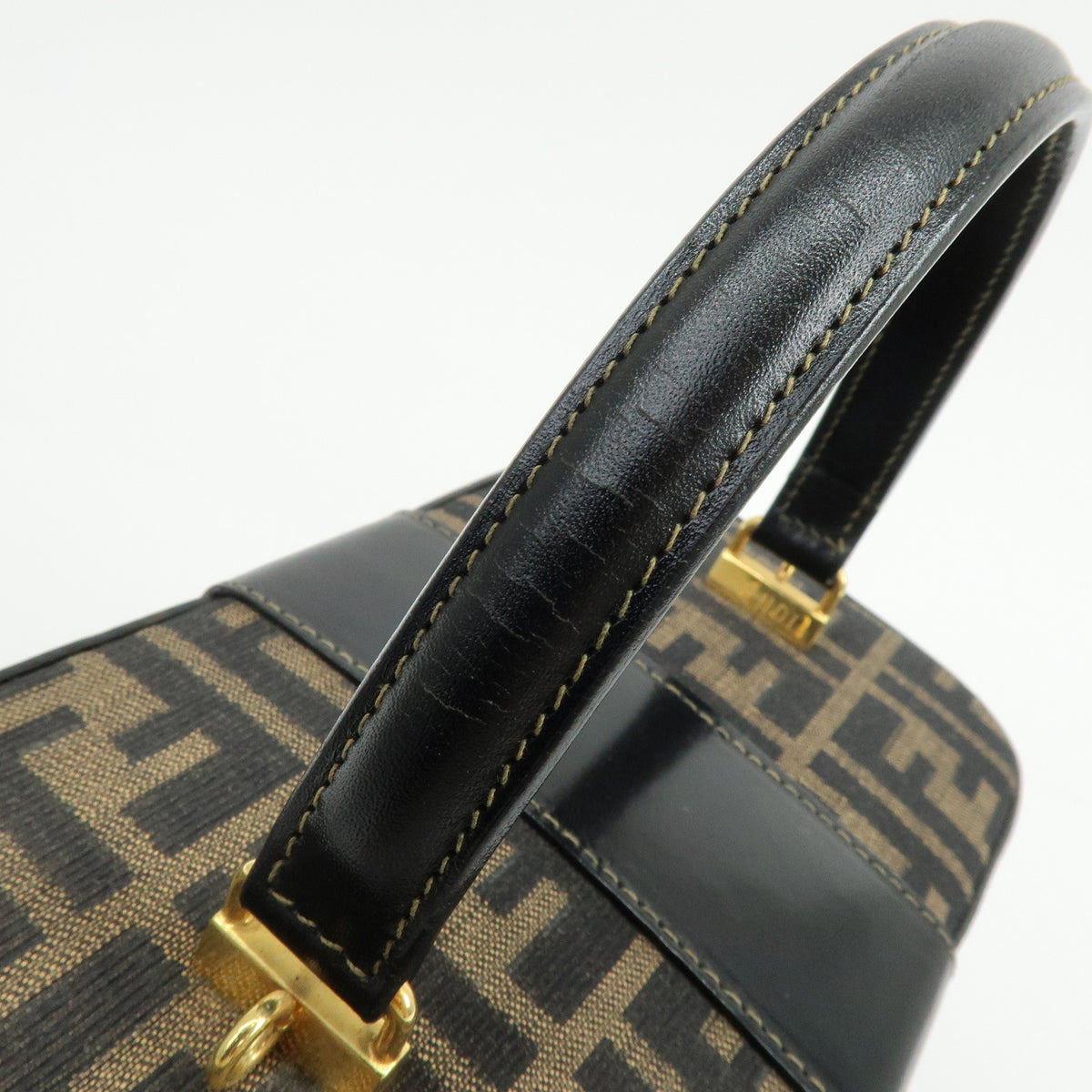 FENDI Zucca Canvas Leather 2Way Vanity Bag Shoulder Bag Brown 09149311