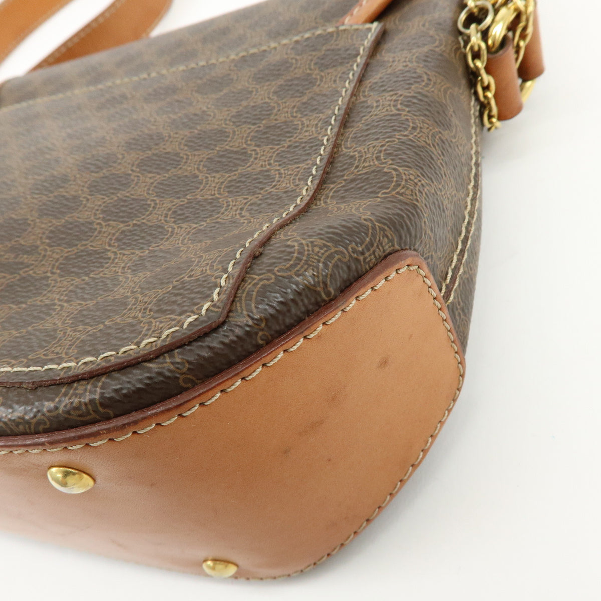 CELINE Macadam PVC Leather Shoulder Bag Crossbody Bag Brown