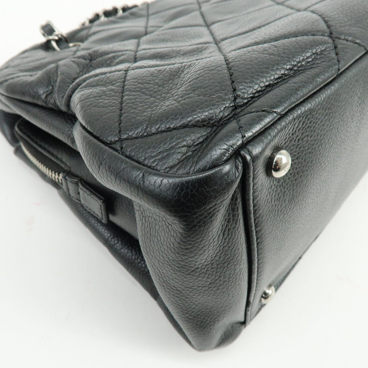 CHANEL Matelasse COCO Mark Caviarskin Chain Shoulder Bag Tote Bag Black