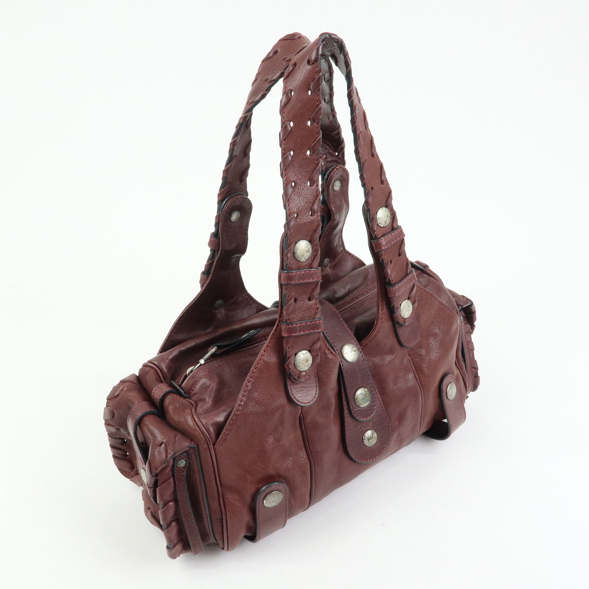 Chloe Silverado Leather Boston Bag Shoulder Hand Bag Brown