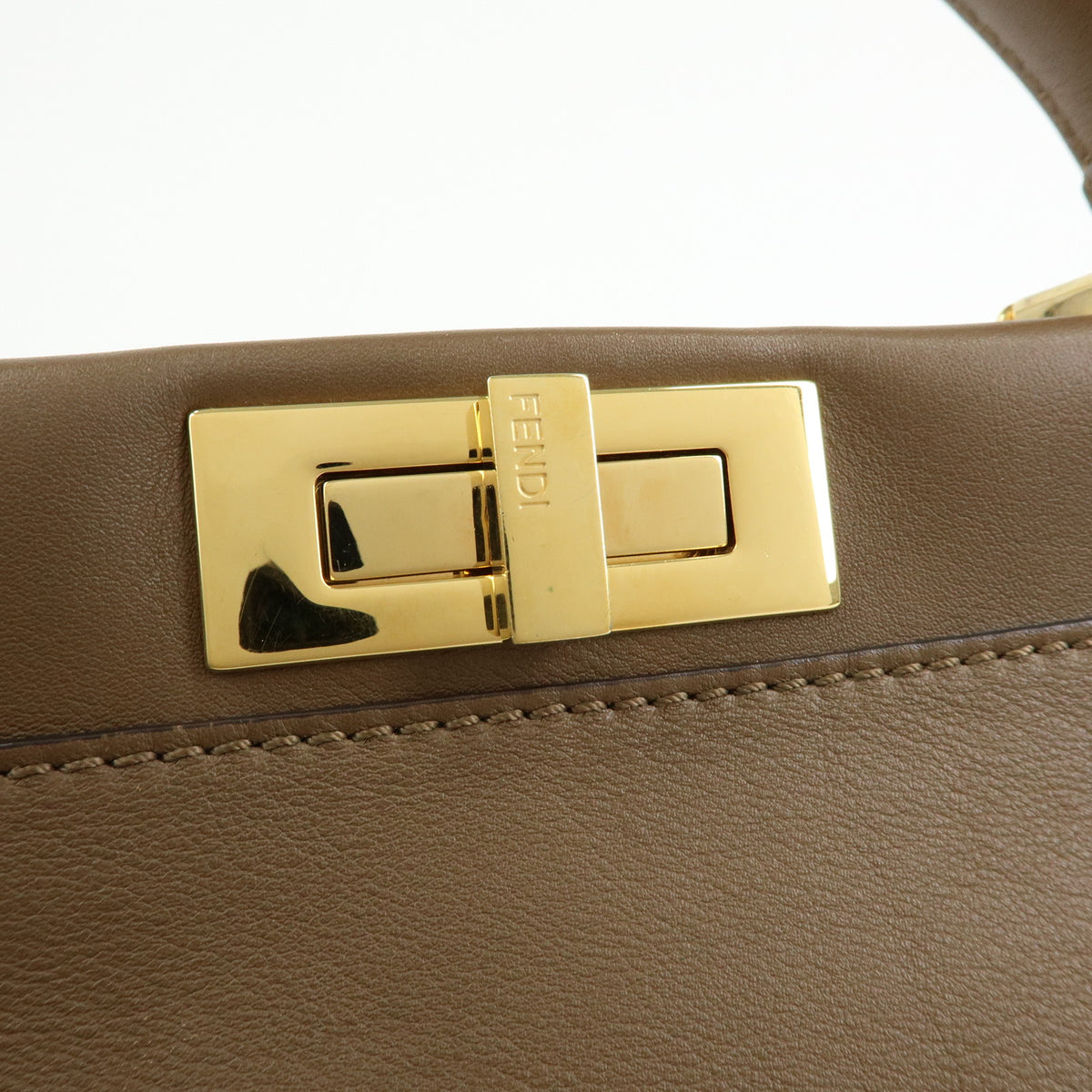 FENDI Peekaboo Pequin Leathe 2Way Hand Bag Shoulder Bag Brown 8BN290