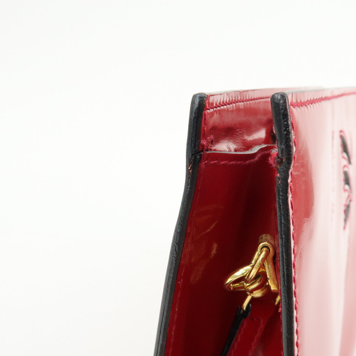 Ferragamo Patent Leather Shoulder Bag Crossbody Bag Red
