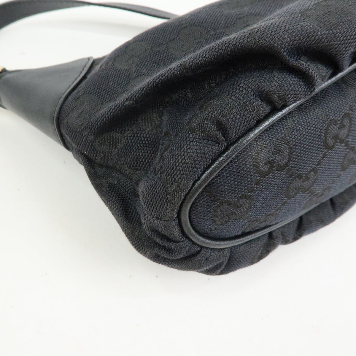 GUCCI Sherry GG Canvas Leather Accessory Pouch Hand Bag Black 224093