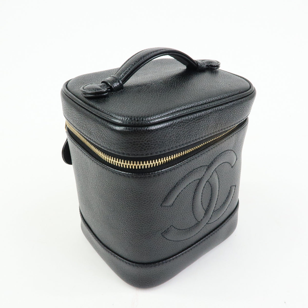 CHANEL COCO Mark Caviarskin Vanity Bag Hand Bag Black A01998
