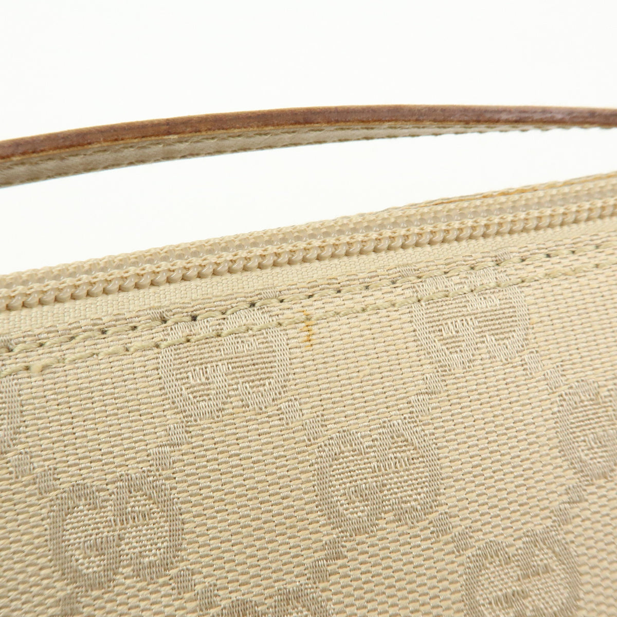 GUCCI Boat Bag GG Canvas Hand Bag Accessory Pouch Beige 07198